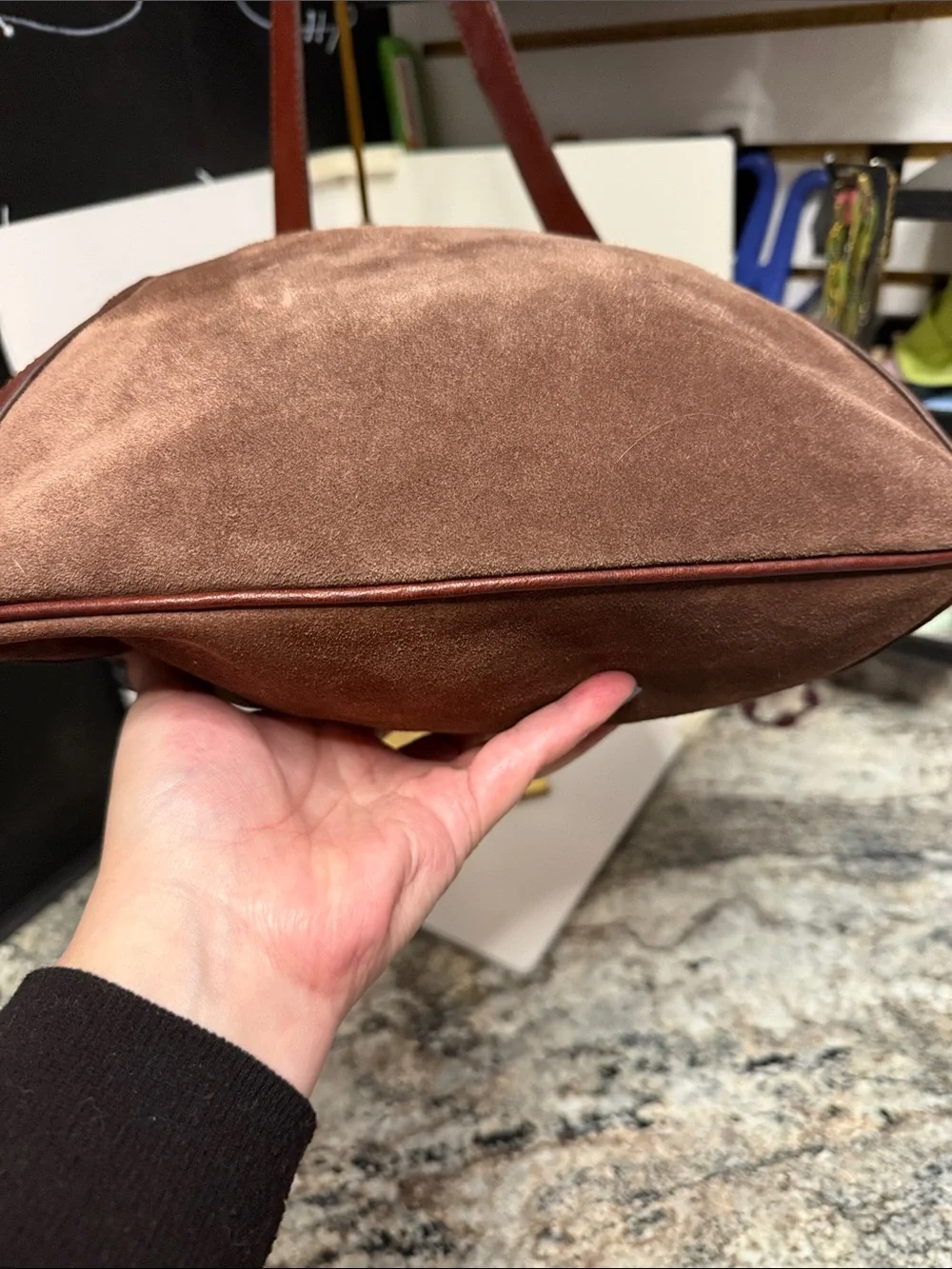 B. Makowsky Suede and Leather Gamma  Hobo Bag - Brown